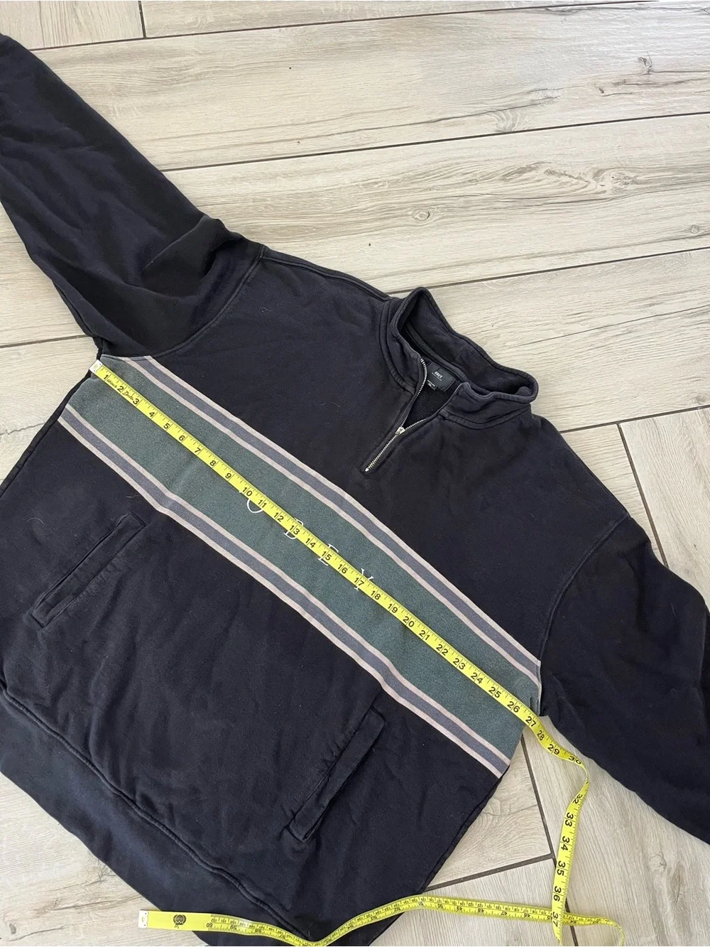 Obey Black Zip-Up Sweater with Grey Chest Stripe